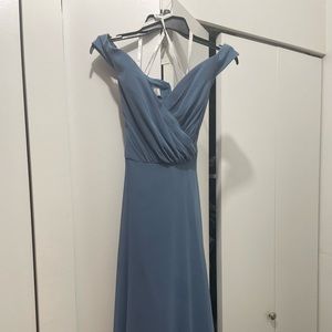 David’s Bridal Steel Blue Bridesmaids Dress